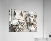 Woman with wolf  decorative relief sculpture  3d wall art print by Nazan Saatci Art  Acrylic Print