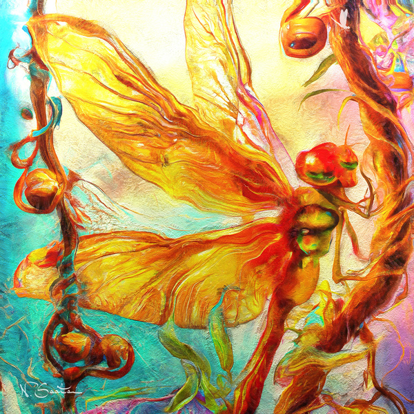 Dragonfly Spirit Animal Messenger Painting wall art decor by Nazan Saatci Art by Nazan Saatci