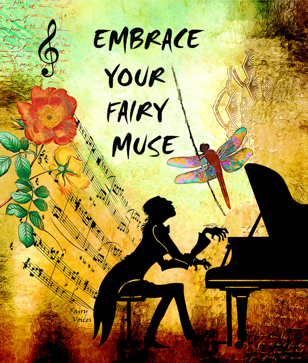 EMBRACE YOUR FAIRY MUSE -ART-PIANIST dragonfly art For Piano Lovers  by Nazan Saatci
