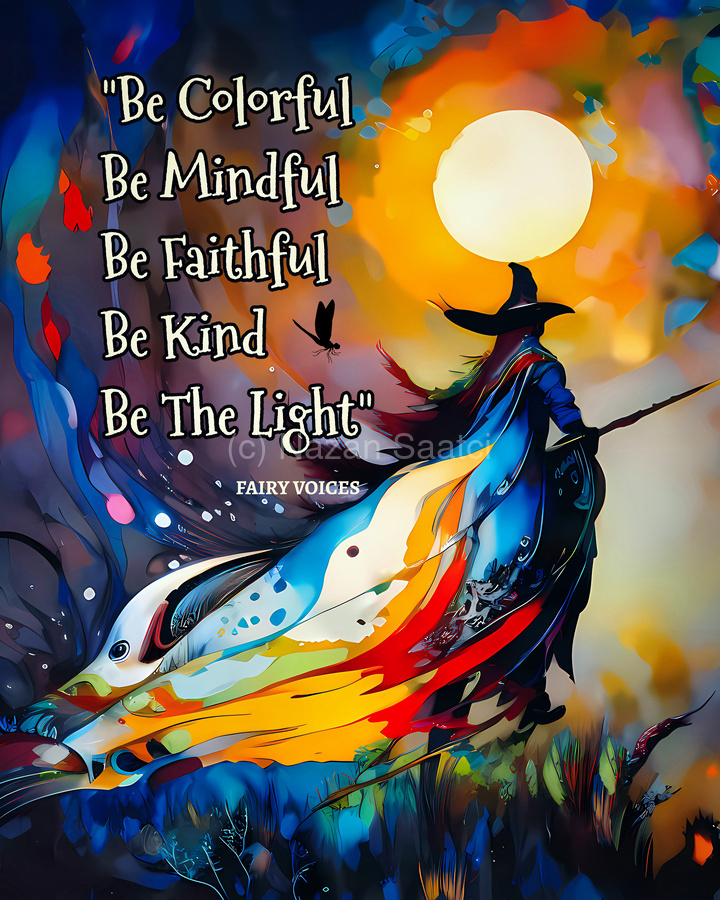 BE THE LIGHT Inspirational quote wall art by Fairy Voices Nazan Saatci Art  Print