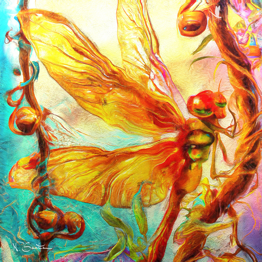 Dragonfly Spirit Animal Messenger Painting wall art decor by Nazan Saatci Art  Print