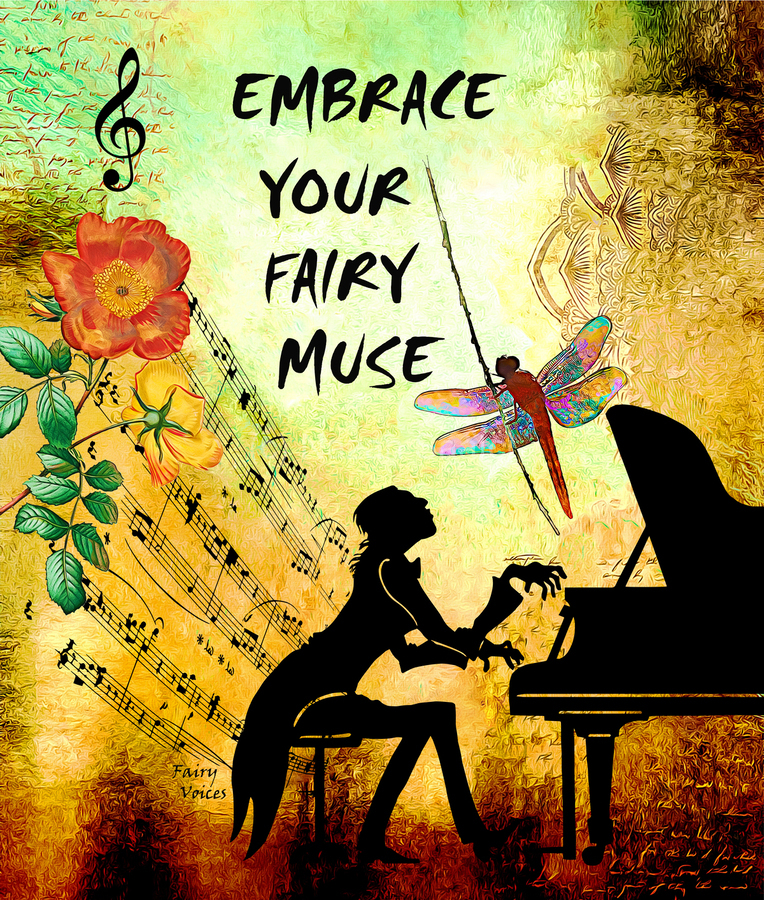 EMBRACE YOUR FAIRY MUSE -ART-PIANIST dragonfly art For Piano Lovers   Print