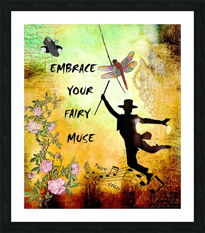 EMBRACE YOUR FAIRY MUSE -ART- JAZZ DANCER- dragonfly art for Jazz Lovers  Framed Print Print