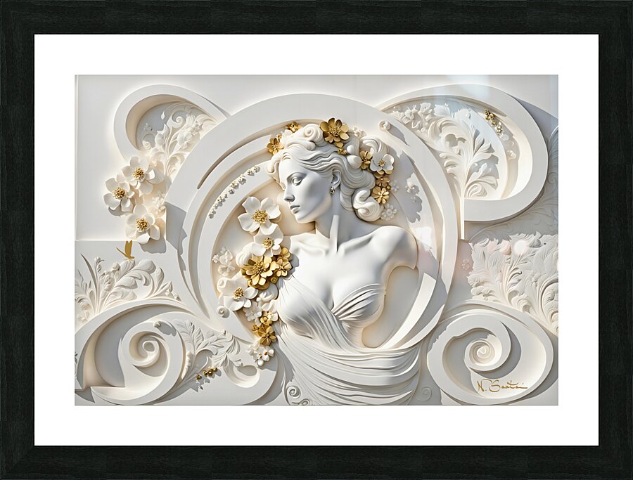 Gold Floral Woman DS  Framed Print Print