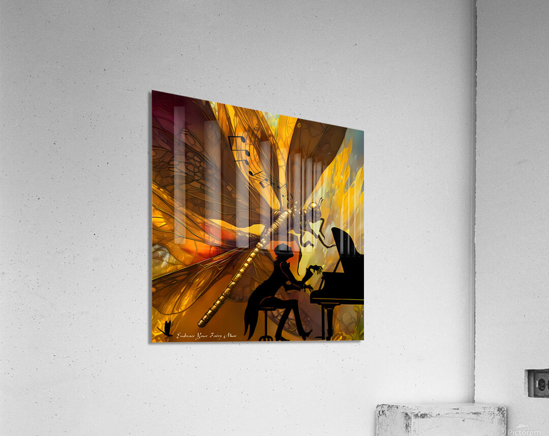 Embrace Your Fairy Muse quote  Piano Music Dragonfly Wall Art by Nazan Saatci Art Acrylic Print