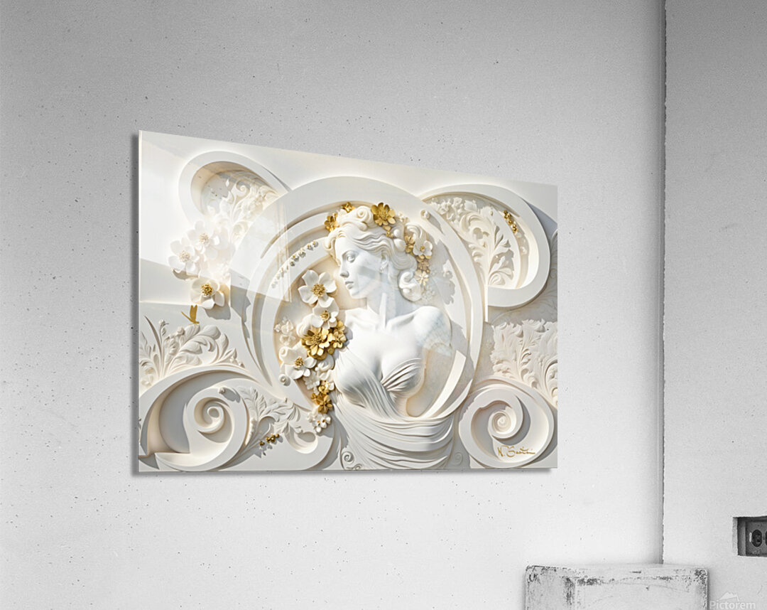 Gold Floral Woman DS Acrylic Print