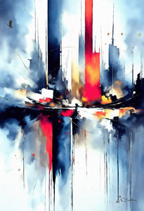 City Blast  Decorative Wall Art Abstract by Nazan Saatci Art