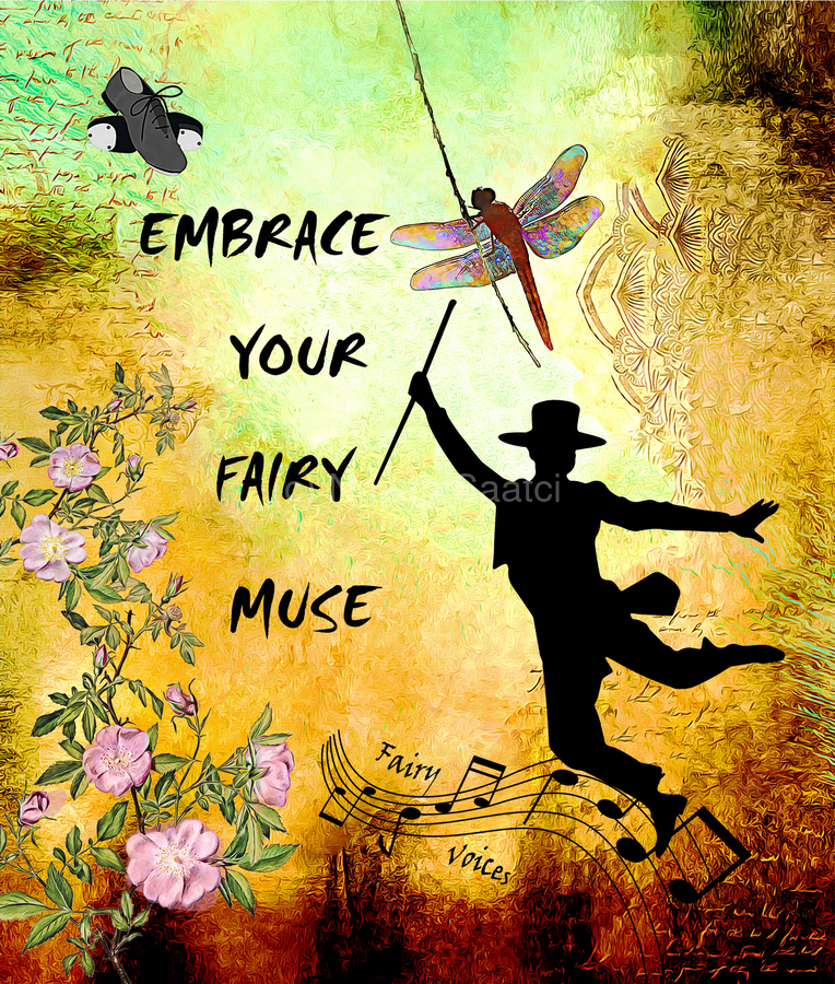 EMBRACE YOUR FAIRY MUSE -ART- JAZZ DANCER- dragonfly art for Jazz Lovers  Imprimer