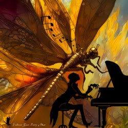 Embrace Your Fairy Muse quote  Piano Music Dragonfly Wall Art by Nazan Saatci Art