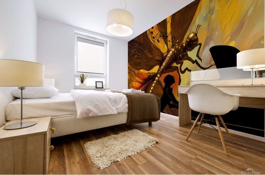 Embrace Your Fairy Muse quote  Piano Music Dragonfly Wall Art by Nazan Saatci Art Mural print