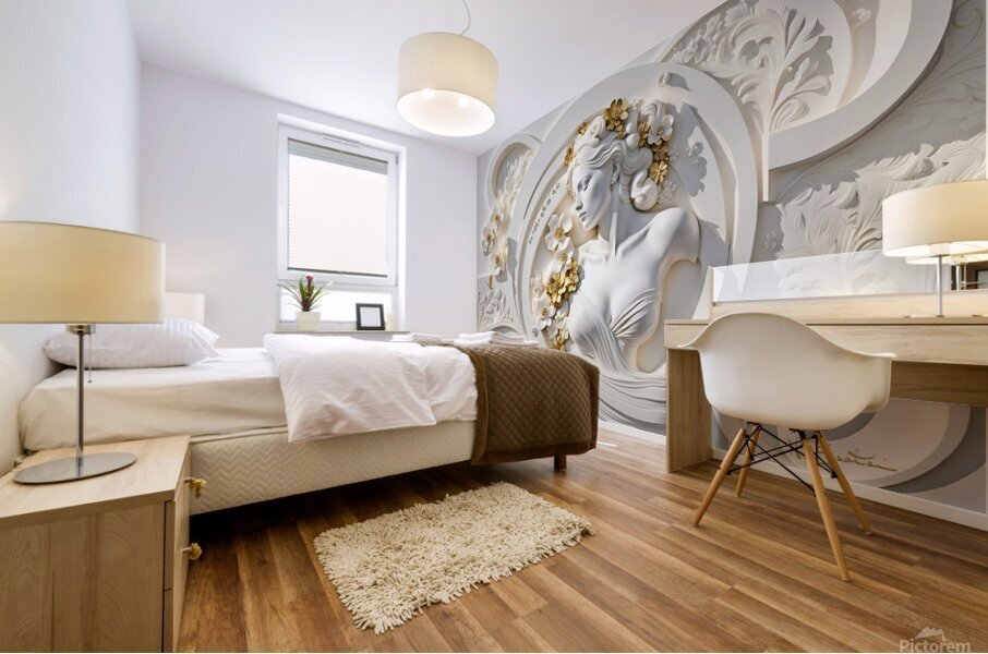 Gold Floral Woman DS Mural print