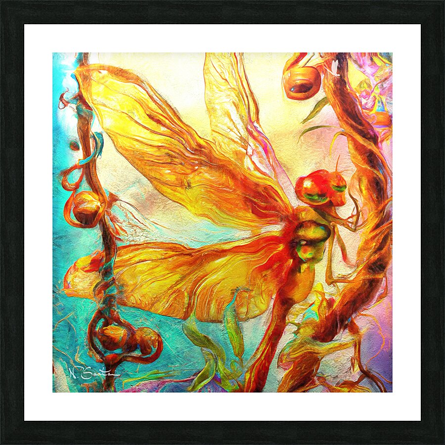 Dragonfly Spirit Animal Messenger Painting wall art decor by Nazan Saatci Art Picture Frame print