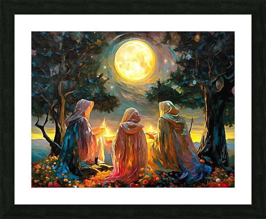 Moon calling  Maidens of the moon art by Nazan Saatci Art Picture Frame Printing