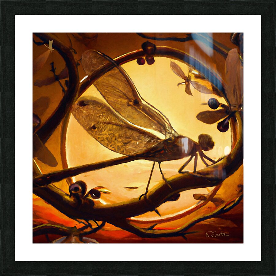 Dragonfly at Sunset Wall art by Nazan Saatci art Picture Frame print