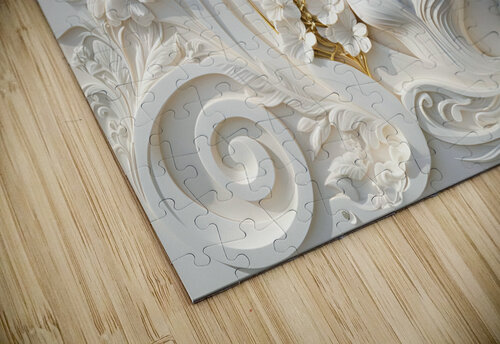 Woman Hummingbird decorative 3d relief sculpture  floral abstract wall art print by Nazan Saatci Art Nazan Saatci puzzle