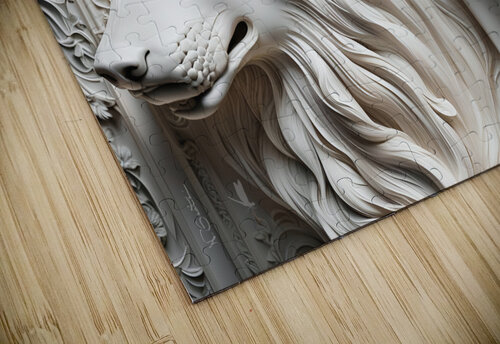 Woman with wolf  decorative relief sculpture  3d wall art print by Nazan Saatci Art Nazan Saatci puzzle