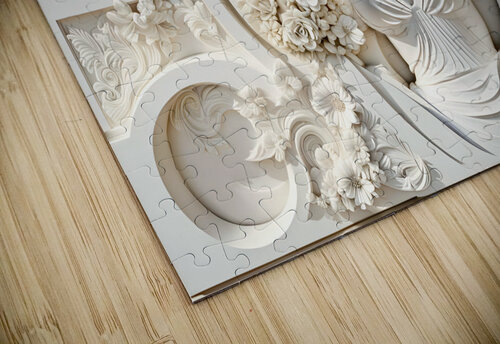 Woman with flowers decorative 3d relief sculpture floral abstract wall art print by Nazan Saatci Art Nazan Saatci puzzle