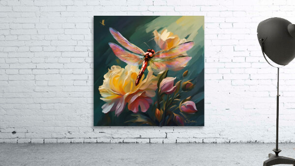 Dragonfly and Roses  wall art by Nazan Saatci Art Wall Preview