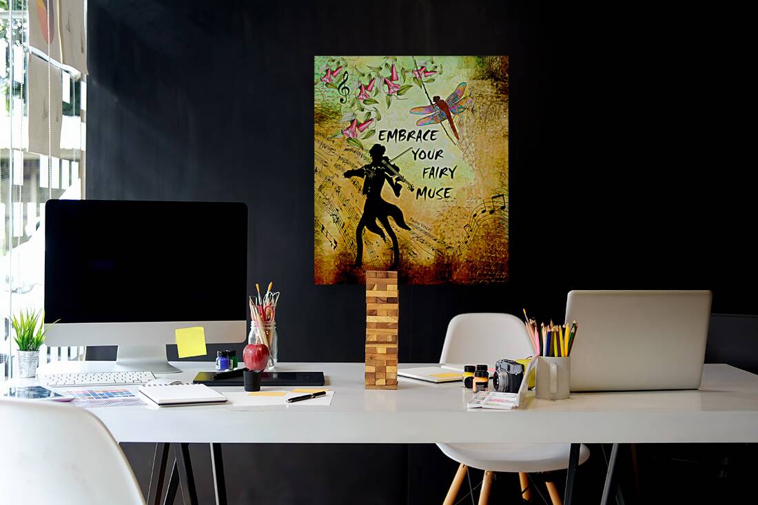 EMBRACE YOUR FAIRY MUSE Violinist 1-2 wall art gift dragonfly art by Fairy Voices Reproduction
