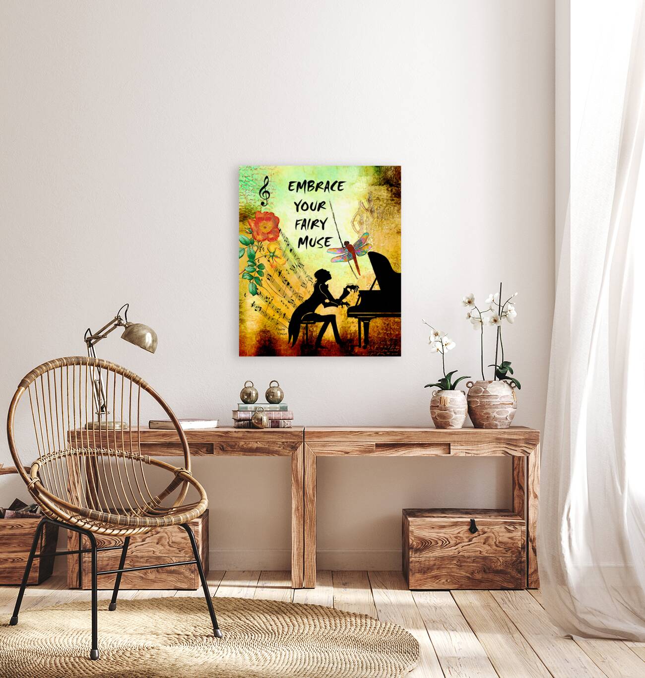 EMBRACE YOUR FAIRY MUSE -ART-PIANIST dragonfly art For Piano Lovers  Reproduction