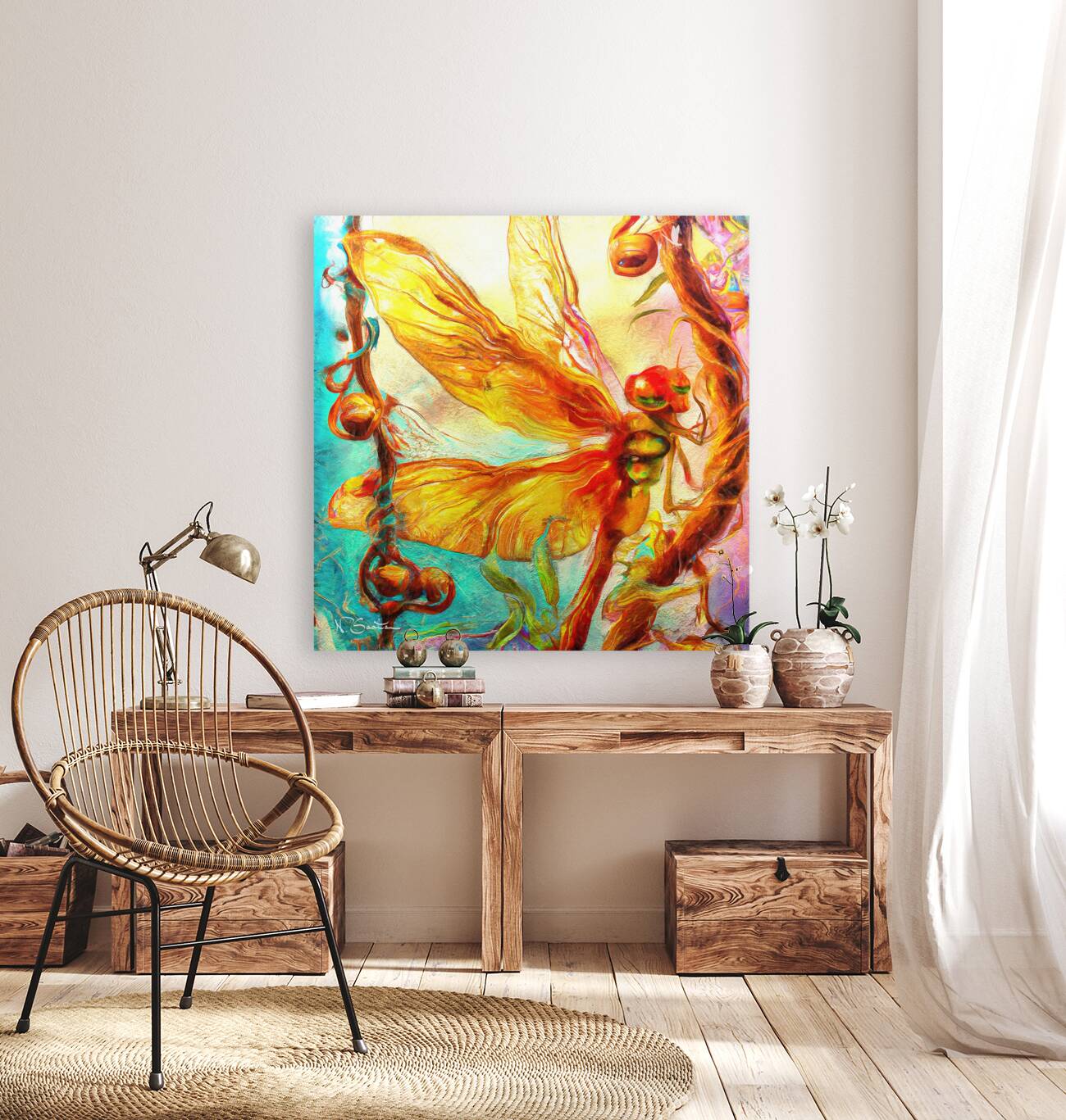 Dragonfly Spirit Animal Messenger Painting wall art decor by Nazan Saatci Art Reproduction
