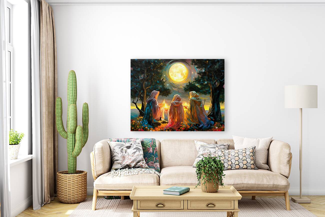 Moon calling  Maidens of the moon art by Nazan Saatci Art Reproduction