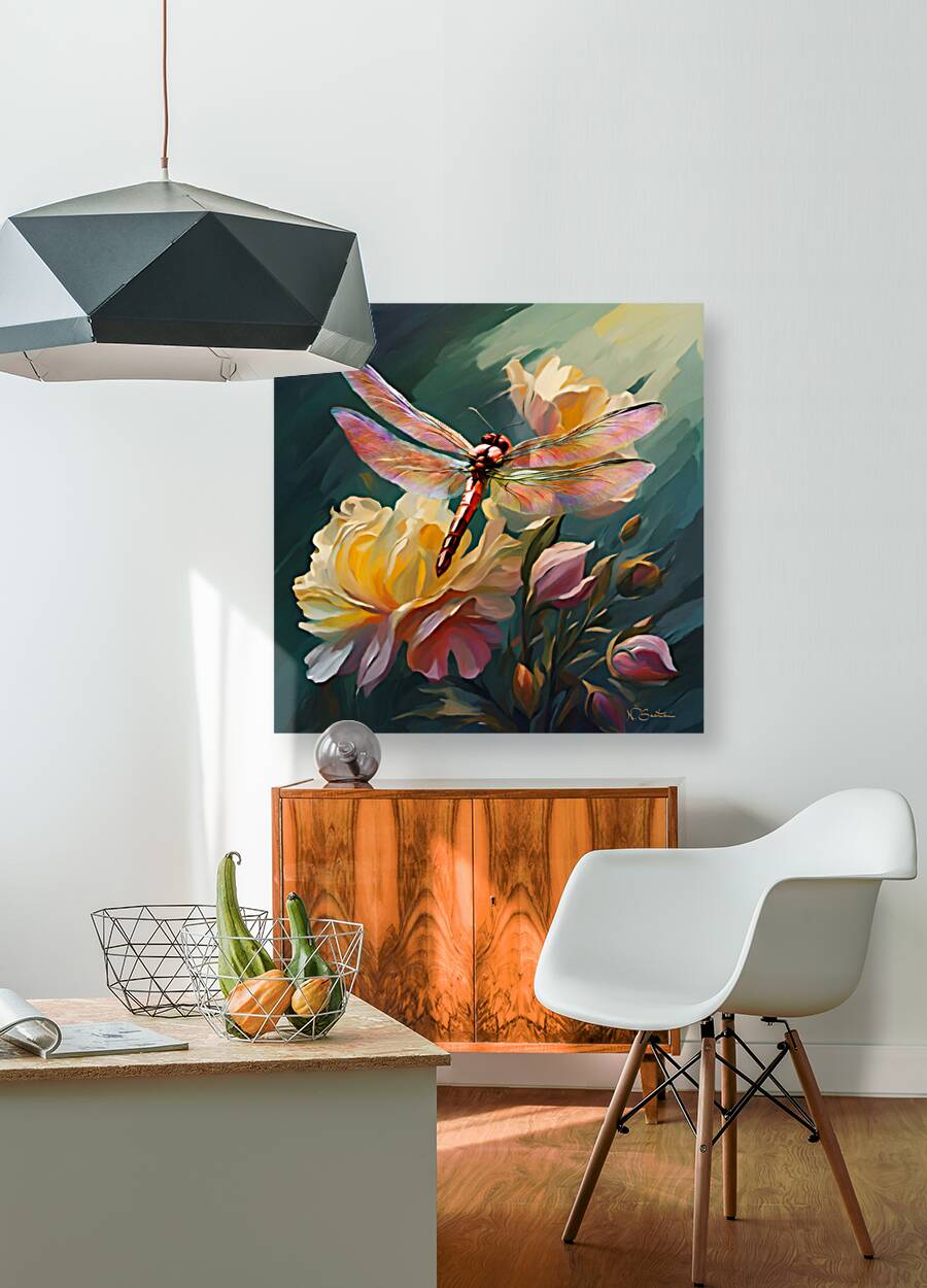 Dragonfly and Roses  wall art by Nazan Saatci Art Reproduction