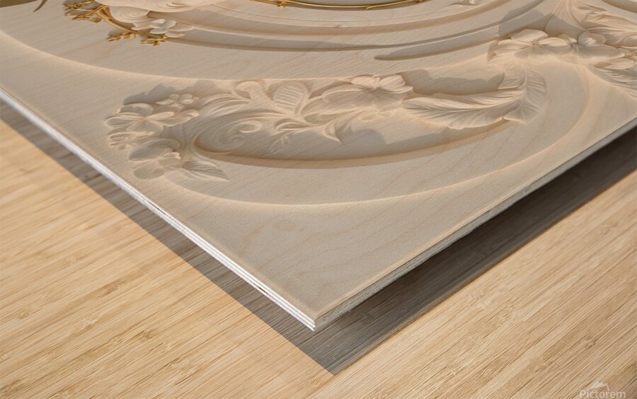 Woman Hummingbird decorative 3d relief sculpture  floral abstract wall art print by Nazan Saatci Art Wood print