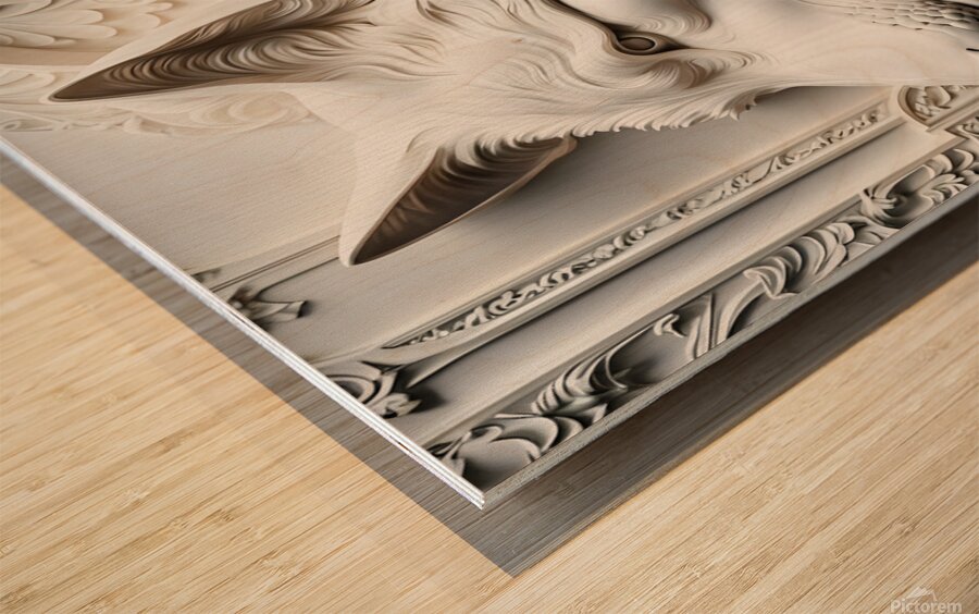 Woman with wolf  decorative relief sculpture  3d wall art print by Nazan Saatci Art Wood print