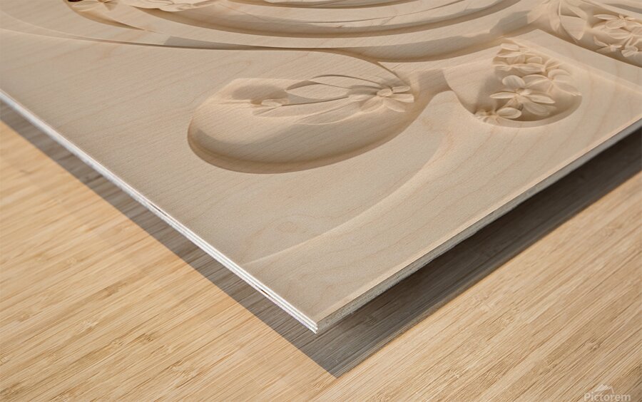 Woman with Butterfly decorative 3d relief sculpture  floral abstract wall art print by Nazan Saatci Art Wood print