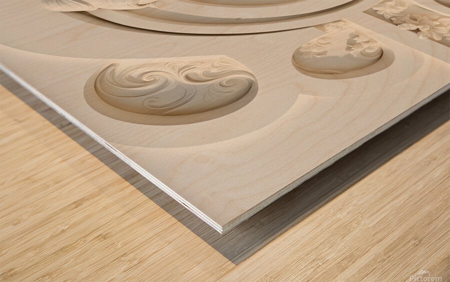 Woman with flowers decorative 3d relief sculpture floral abstract wall art print by Nazan Saatci Art Wood print