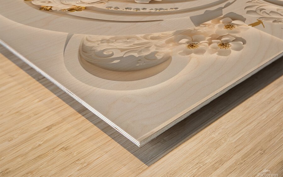 Gold Floral Woman DS Wood print